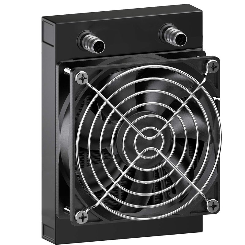 Clyxgs Water Cooling Radiator, 8 Pipe Aluminum Heat Exchanger Radiator with Fan for PC CPU Computer Water Cool System DC12V 80mm Black - Image 1